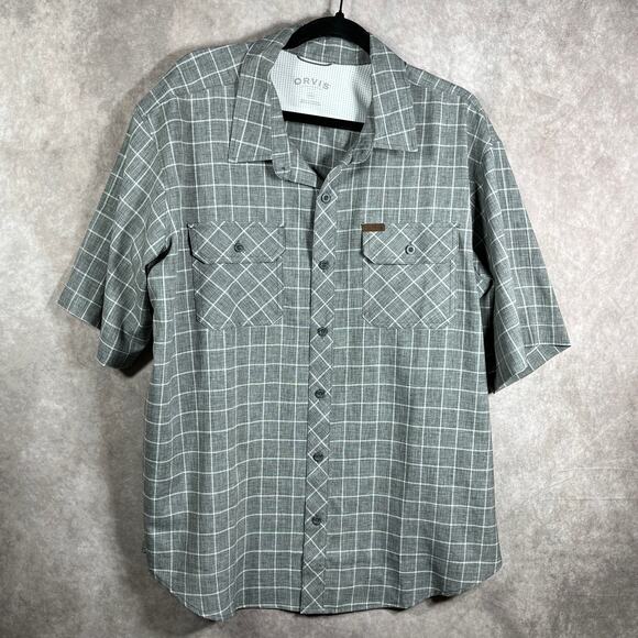 Orvis Shirt Mens Size 2XL Gray Checkered Short Sleeve Button Up Outdoor Casual‎ - Picture 1 of 10